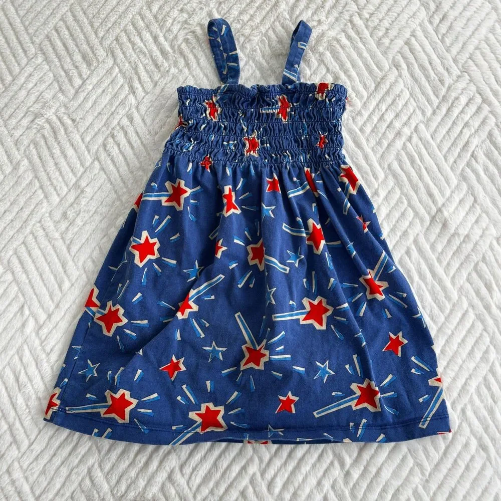 Hanna Andersson 100 cm US 4 Star Print Sundress Blue Red Cotton